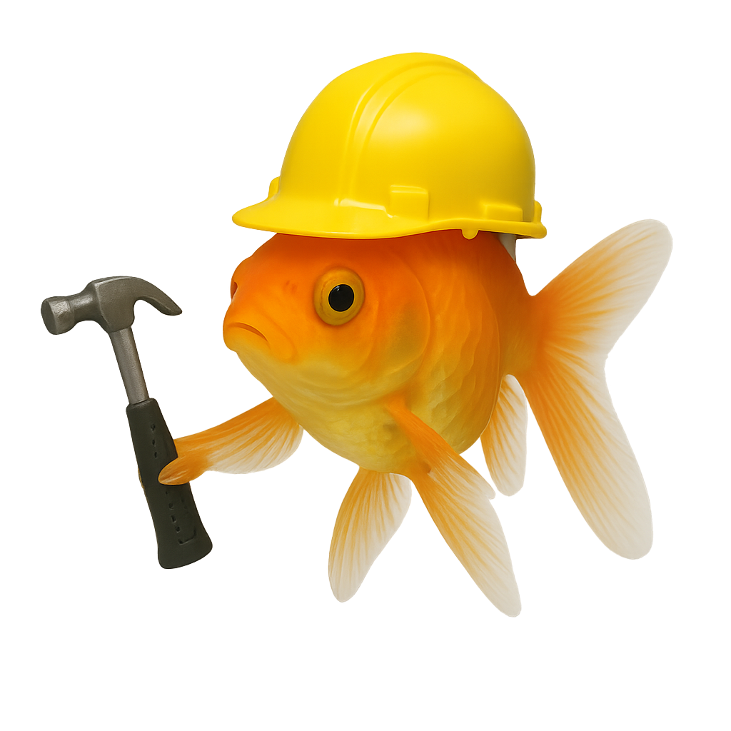 Goldfish with a hard hat