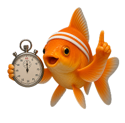 Goldfish holding a stopwatch